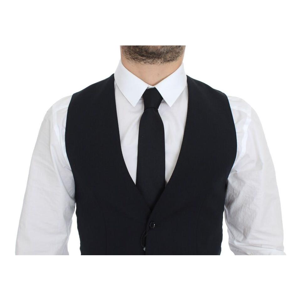 Dolce & Gabbana Blue Wool Formal Dress Vest Gilet
