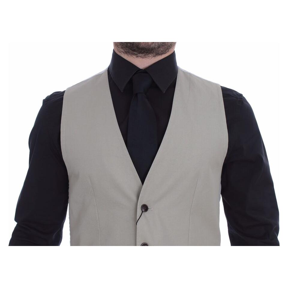 别致的米色单排扣连衣裙背心