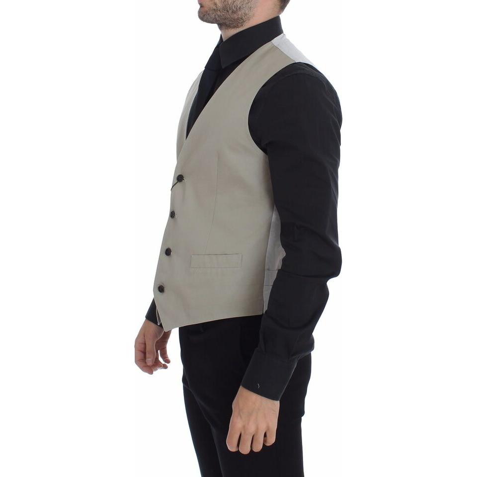 别致的米色单排扣连衣裙背心