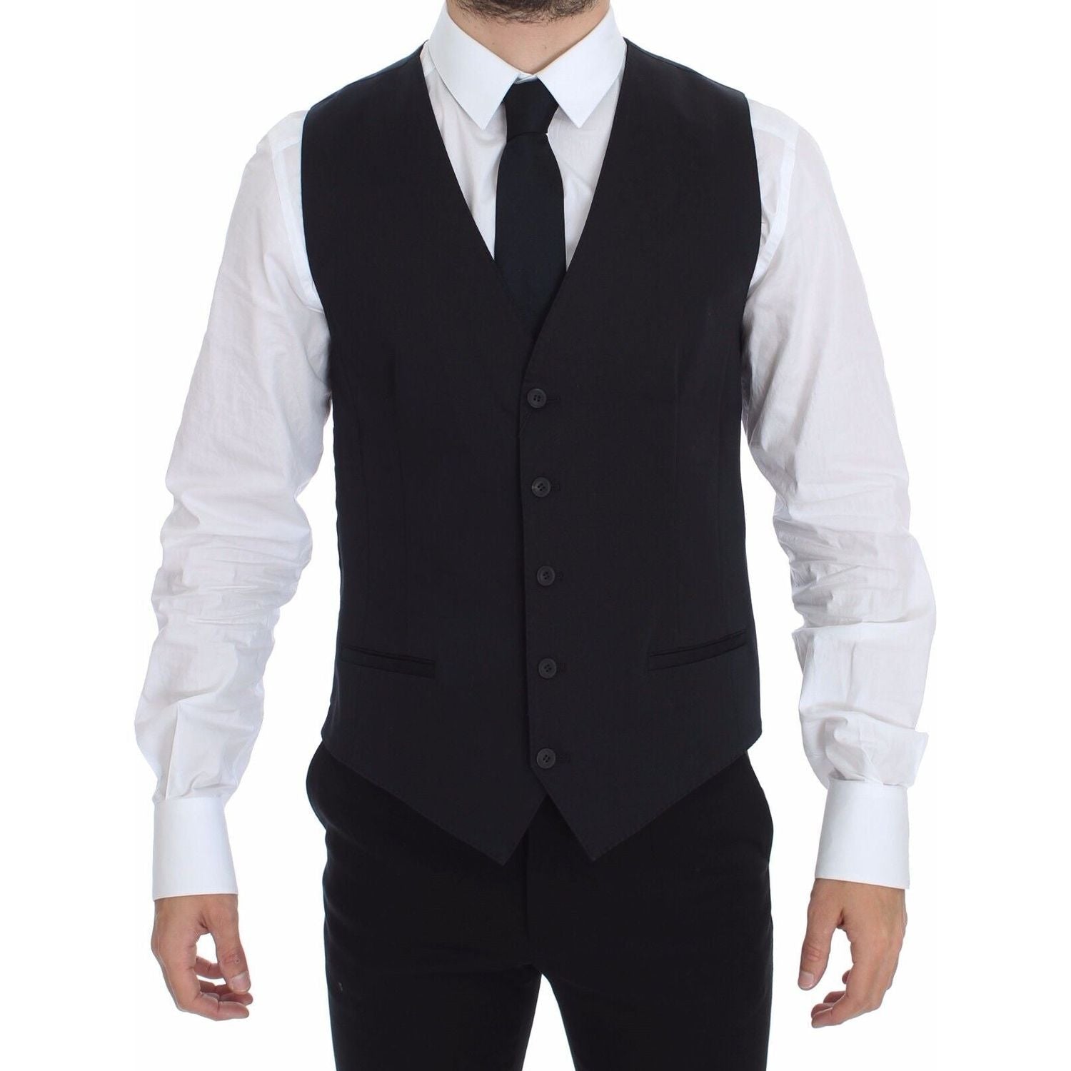 优雅蓝色棉质弹力连衣裙背心