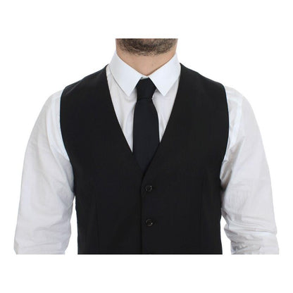 Dolce & Gabbana Black Wool Silk Stretch Dress Vest Blazer