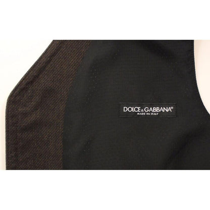 Dolce & Gabbana Brown Cotton Blend Dress Vest Gilet