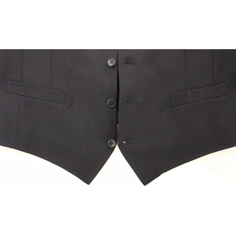 优雅灰色条纹羊毛真丝连衣裙背心