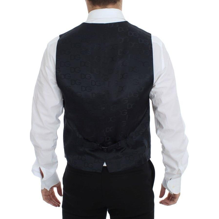 优雅灰色条纹羊毛真丝连衣裙背心