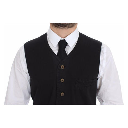 Dolce & Gabbana Black Cotton Viscose Dress Vest Blazer