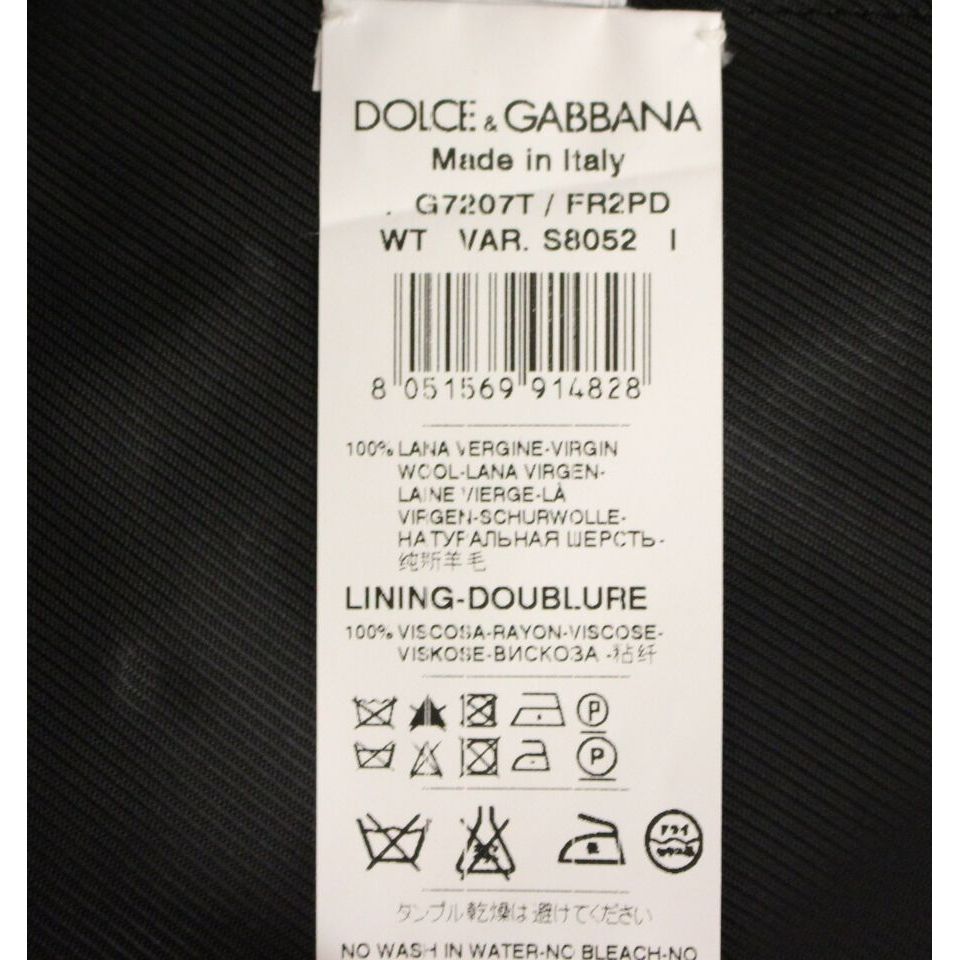 Dolce & Gabbana Gray Striped Wool Single Breasted Vest