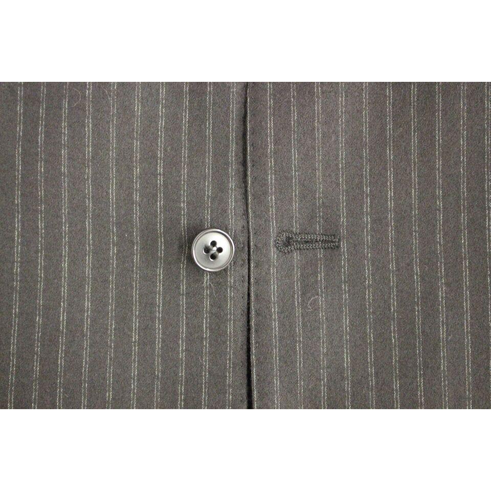 优雅黑色条纹羊毛连衣裙背心