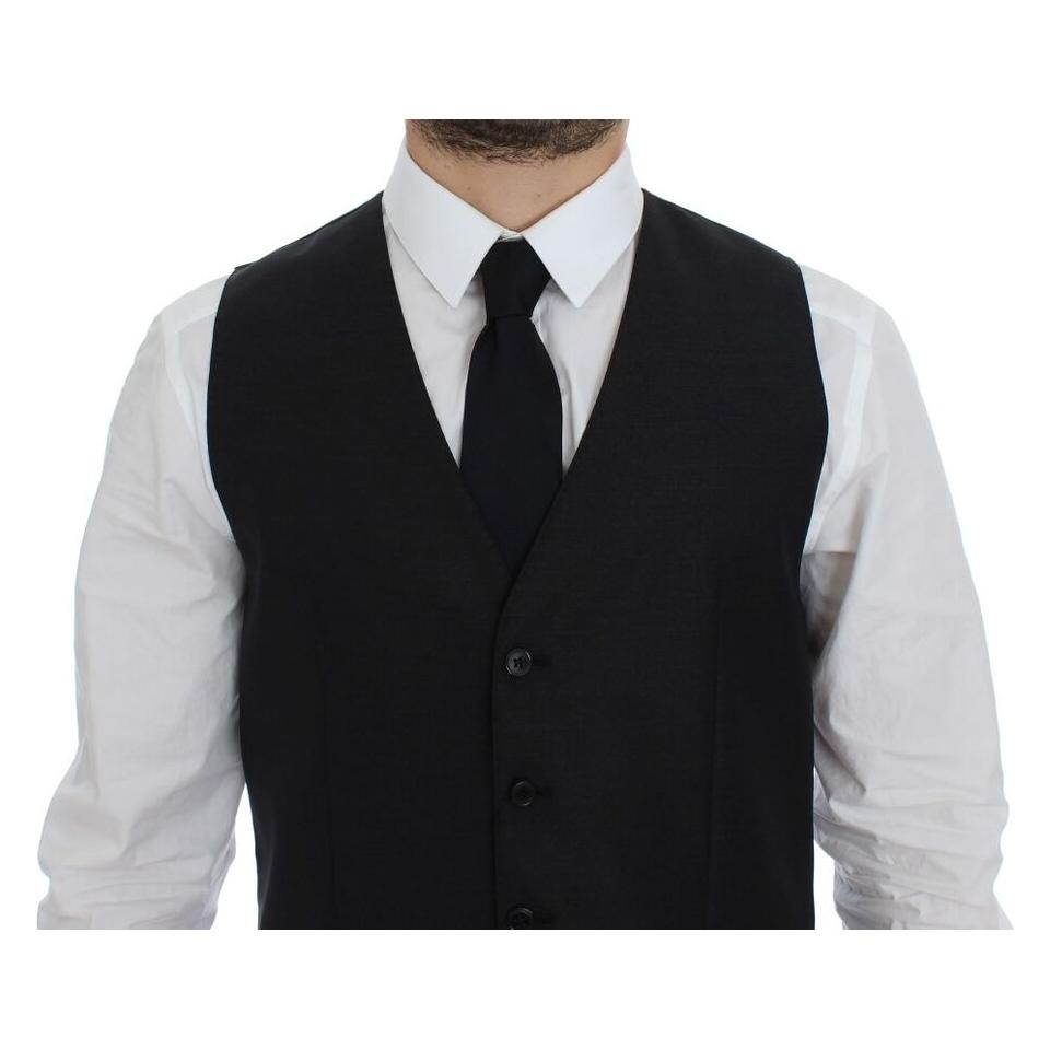 Dolce & Gabbana Gray Wool Silk Dress Vest Gilet Weste