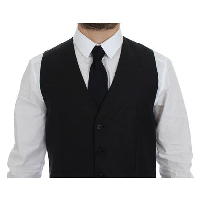 Dolce & Gabbana Gray Wool Silk Dress Vest Gilet Weste