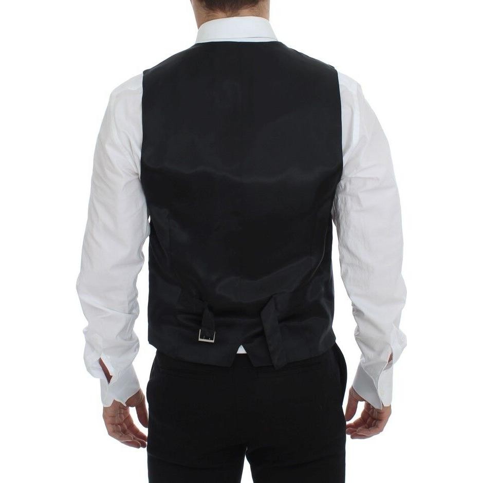 优雅灰色条纹羊毛连衣裙背心