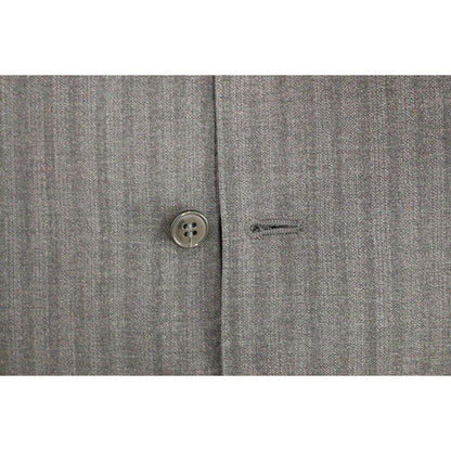 Dolce & Gabbana Gray Striped Wool Single Breasted Vest