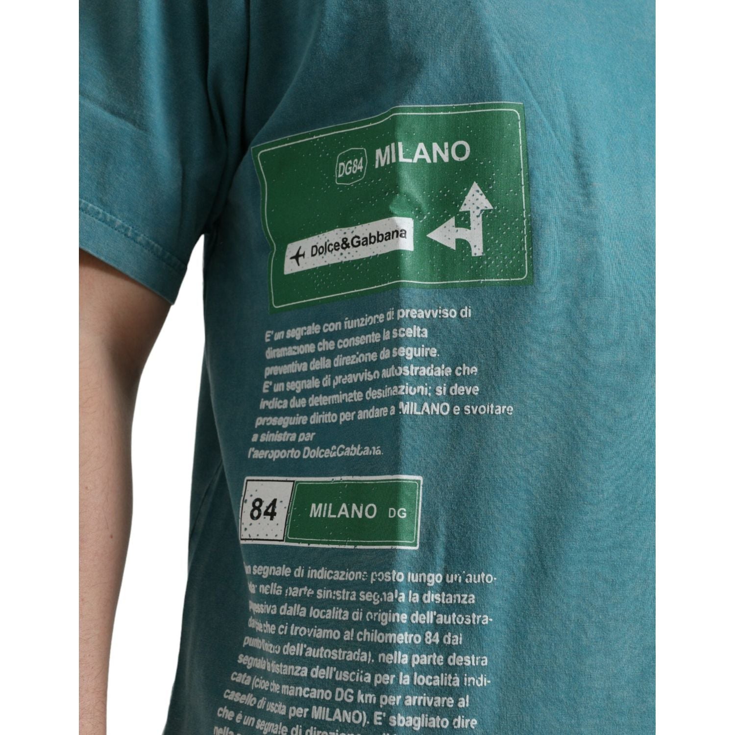 时尚蓝色米兰主题棉质 T 恤