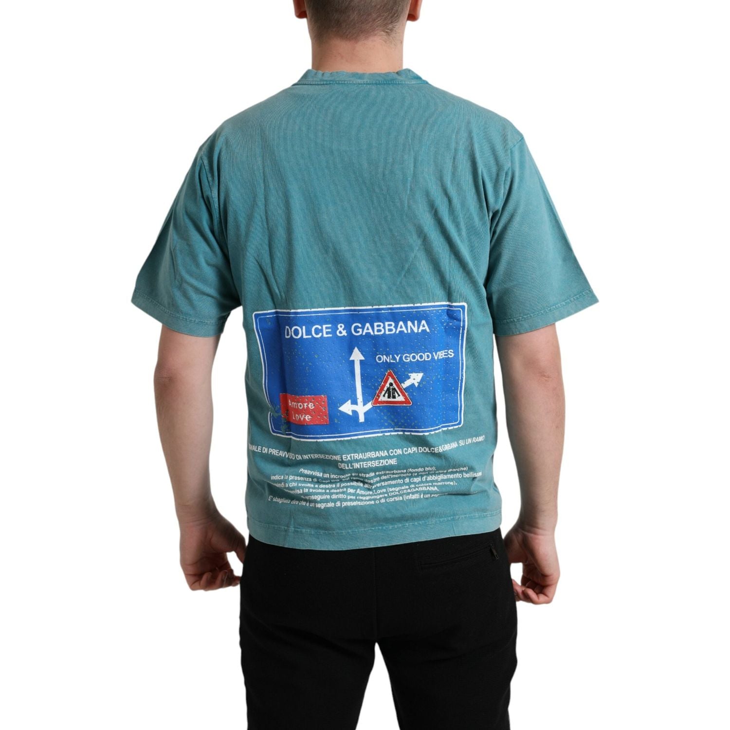 时尚蓝色米兰主题棉质 T 恤