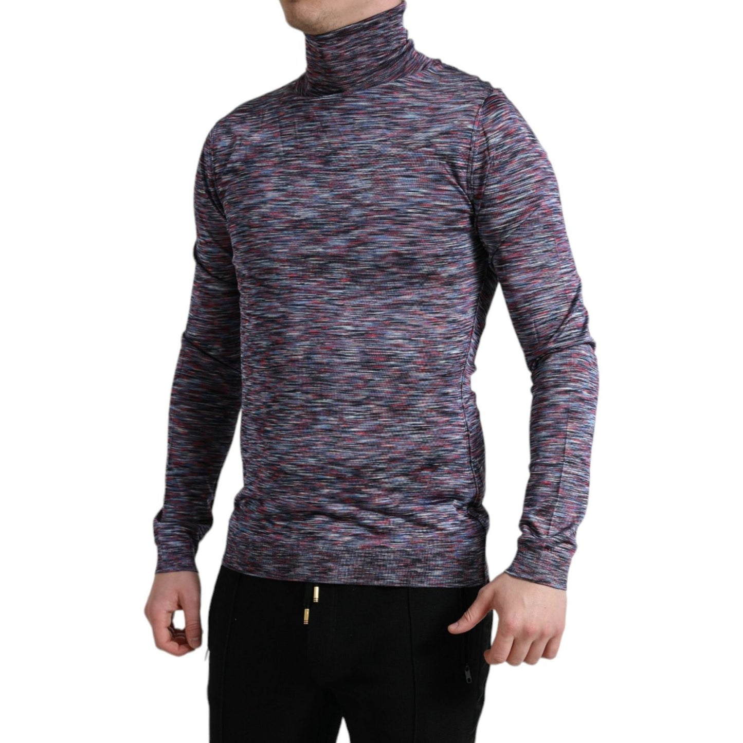 Dolce & Gabbana Elegant Turtleneck Pullover Sweater in Blue Purple Dolce & Gabbana