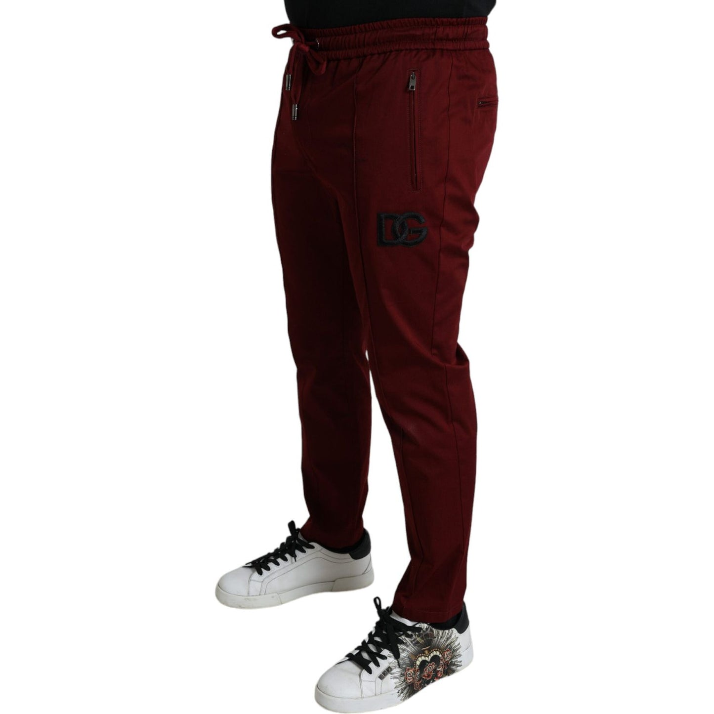 Dolce & Gabbana Maroon Cotton Stretch Jogger Pants Dolce & Gabbana