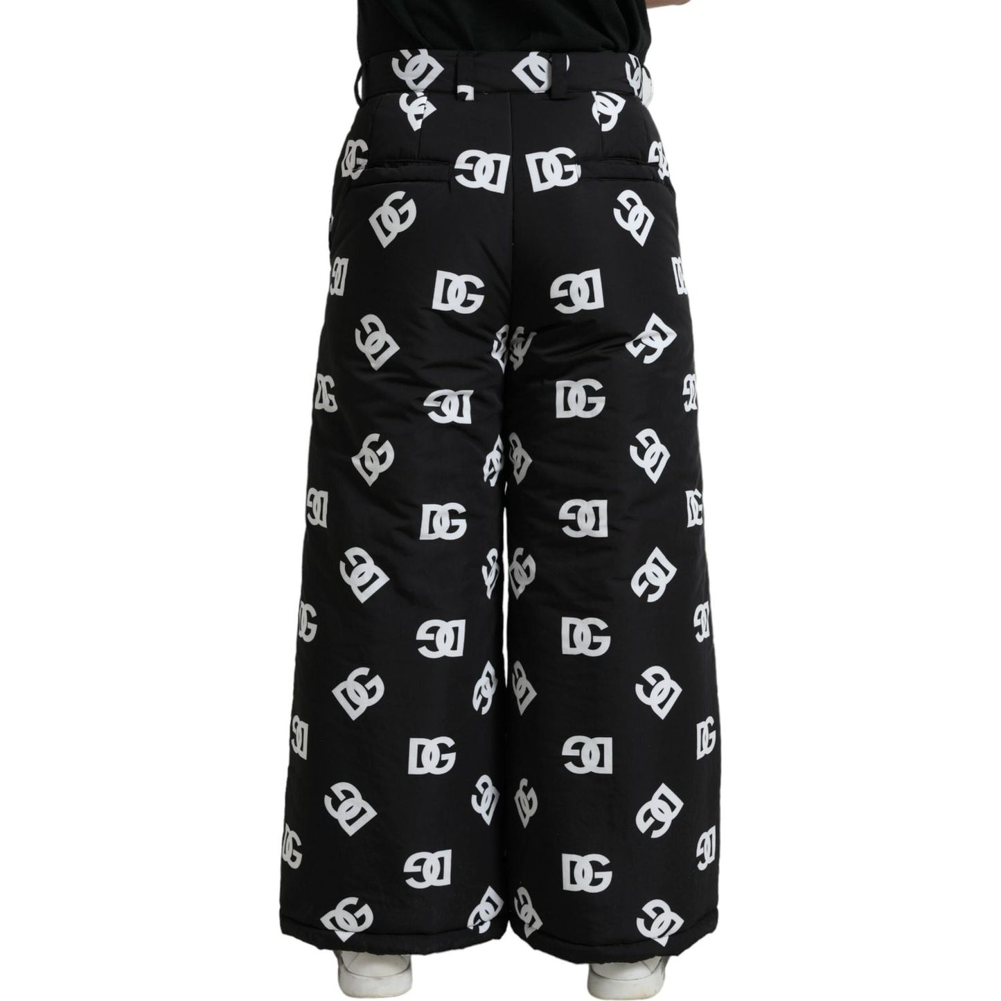 Dolce & Gabbana Black Logo DG Print Wide Leg Pants