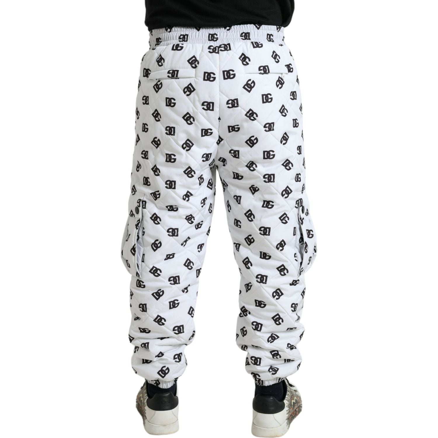 Dolce & Gabbana White Logo DG Print Men Jogger Sweatpants Pants