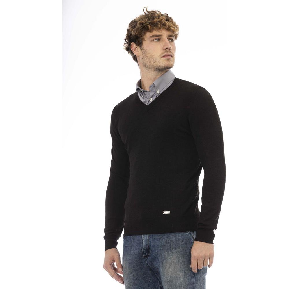 Baldinini Trend Black Wool Men Sweater Baldinini Trend