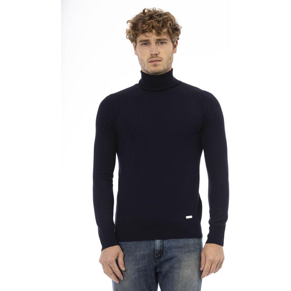 Baldinini Trend Blue Wool Men Sweater Baldinini Trend