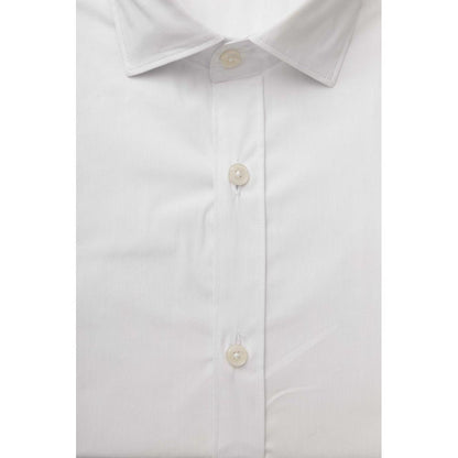 Bagutta White Cotton Men's Shirt Slim Fit With French Collar