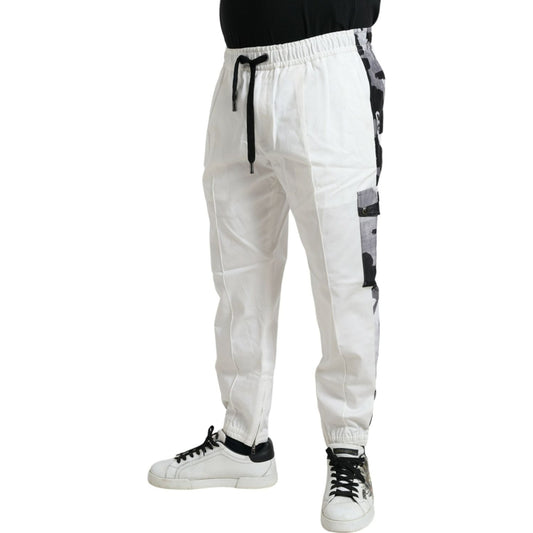 Dolce & Gabbana Elegant White Cotton Blend Jogger Pants Dolce & Gabbana