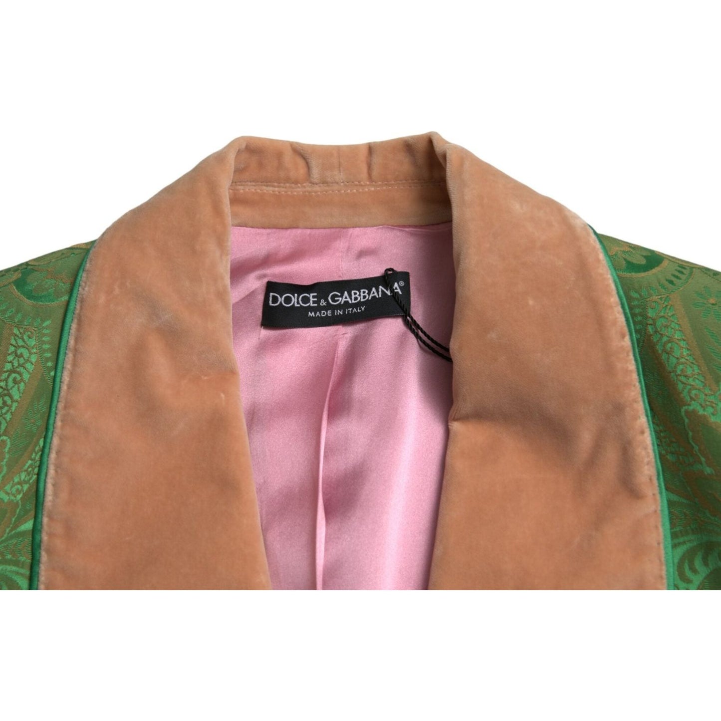 Dolce & Gabbana Green Floral Double Breasted Coat Jacket