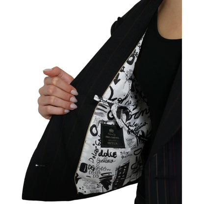 Dolce & Gabbana Black Striped SICILIA Double Breasted Jacket