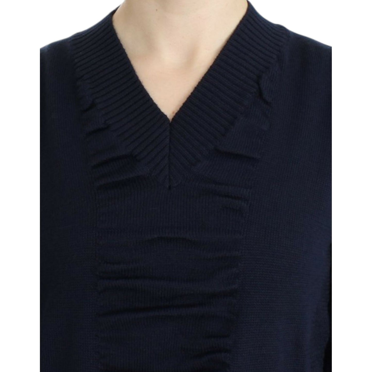 Costume National Dark blue V-neck wool sweater