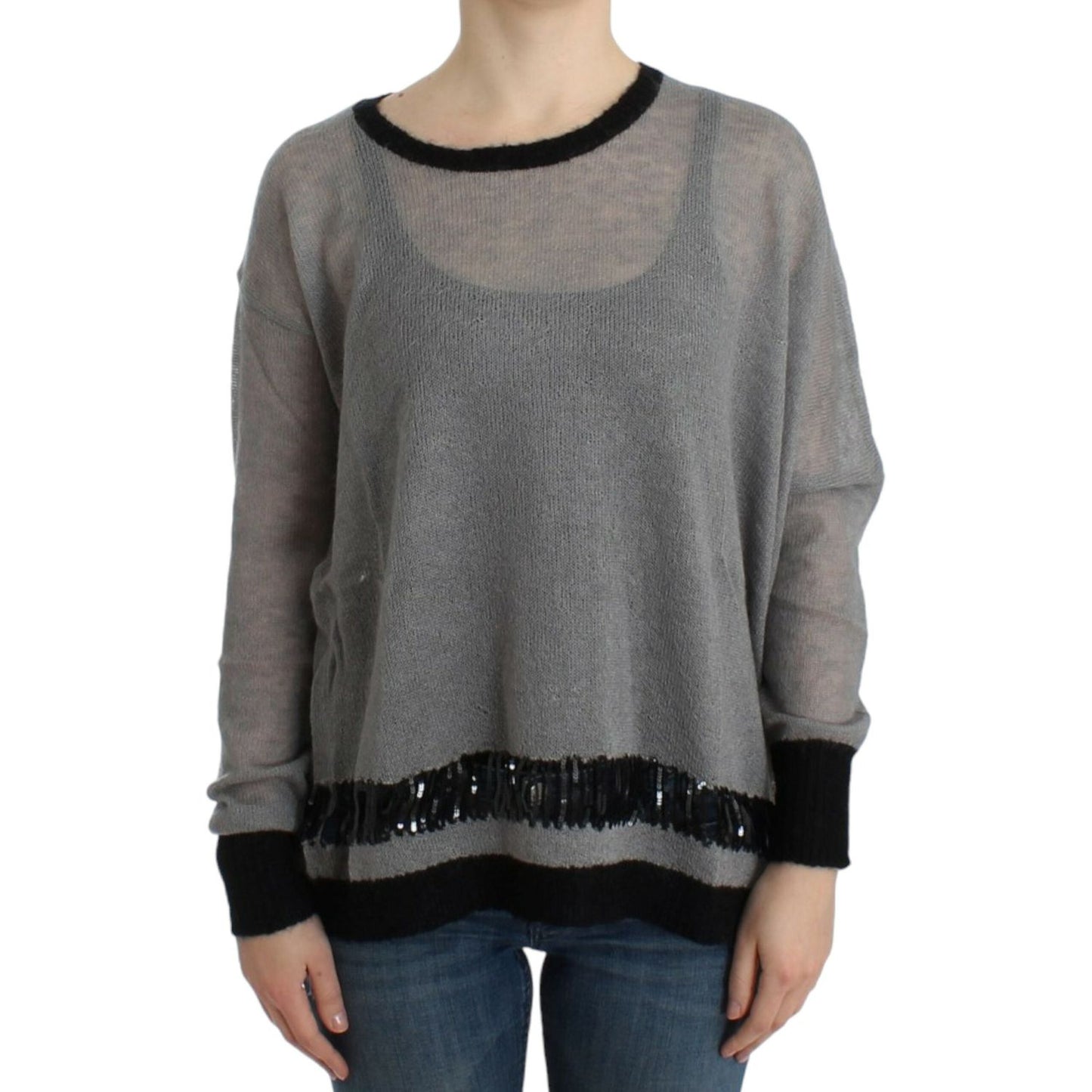 Costume National Gray embellished asymmetric sweater