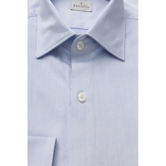 Bagutta Light Blue Cotton Men Shirt Bagutta