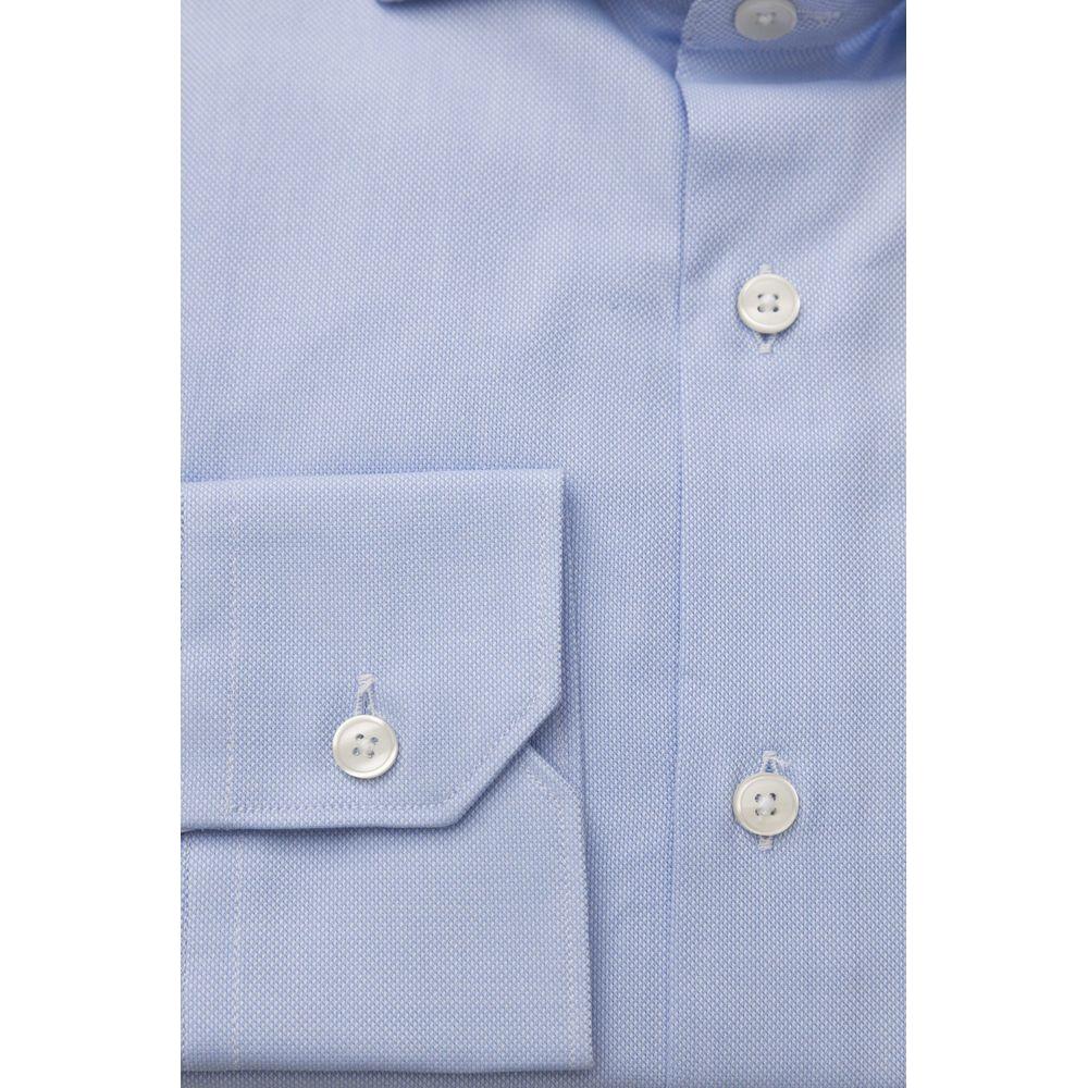 Bagutta Light Blue Cotton Men Shirt Bagutta