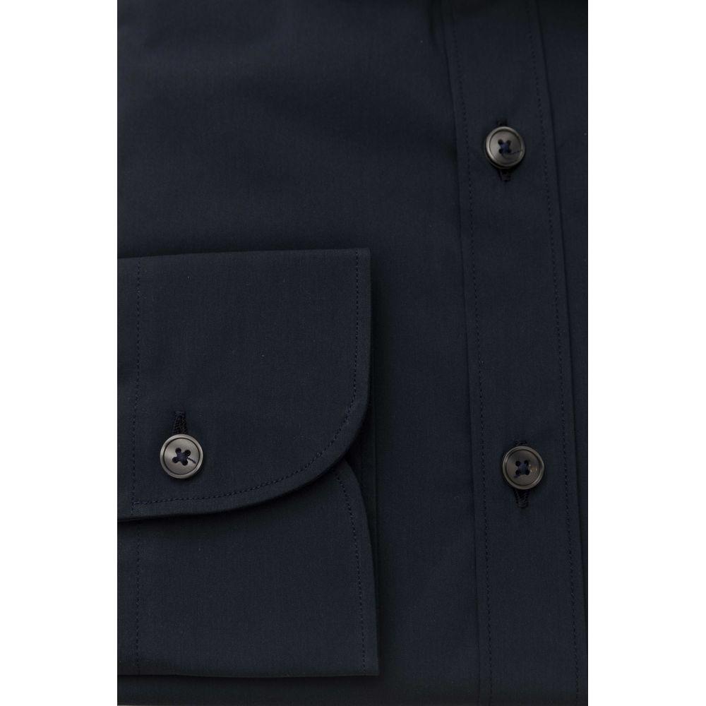 Bagutta Blue Cotton Men Shirt Slim Fit with French Collar