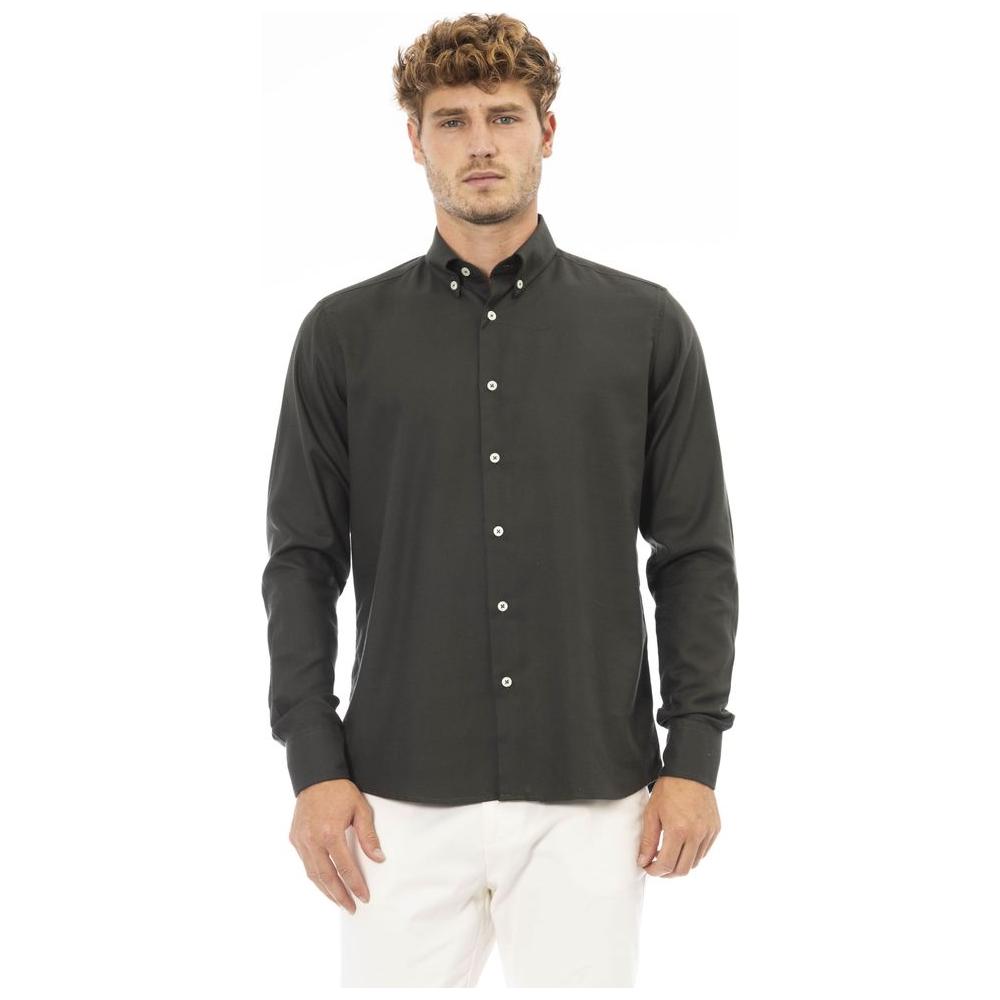 Baldinini Trend Green Cotton Men Shirt Baldinini Trend