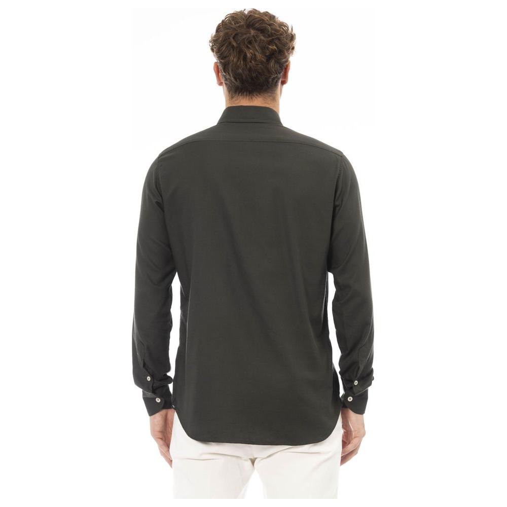 Baldinini Trend Green Cotton Men Shirt Baldinini Trend