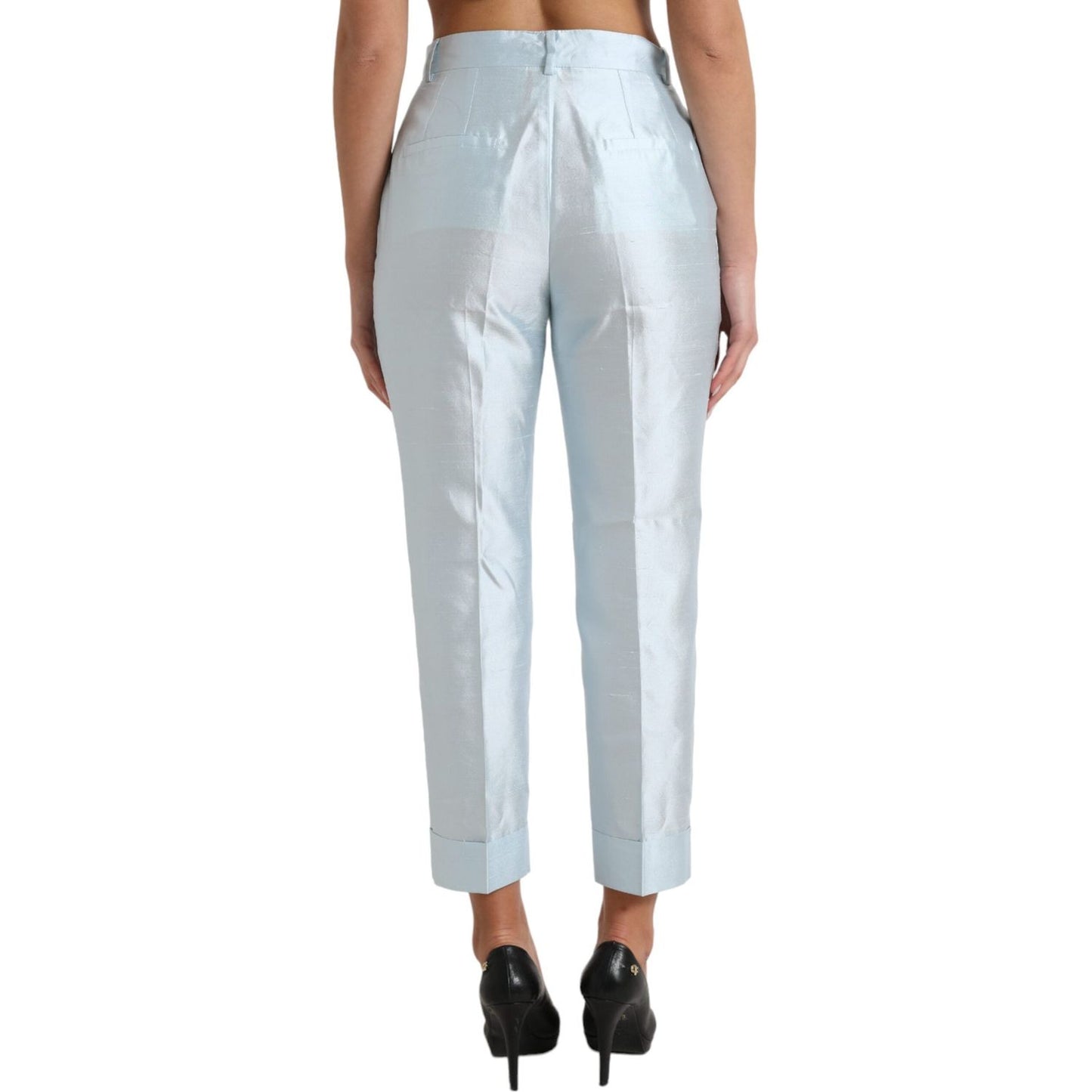 Dolce & Gabbana Chic Sky Blue High Waist Cropped Pants Dolce & Gabbana