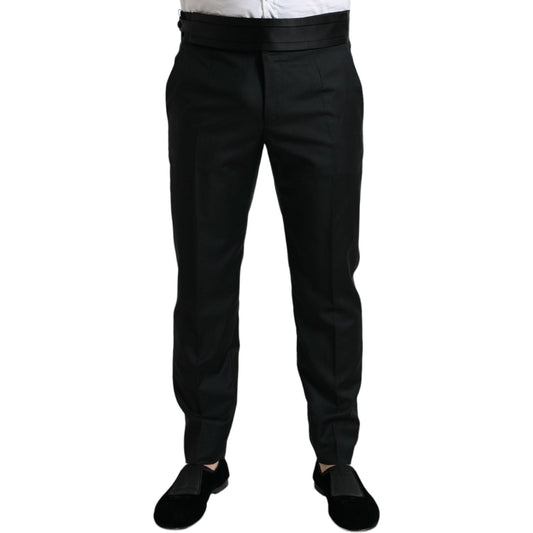 Dolce & Gabbana Black Wool Slim Fit Formal Trouser Dress Pants