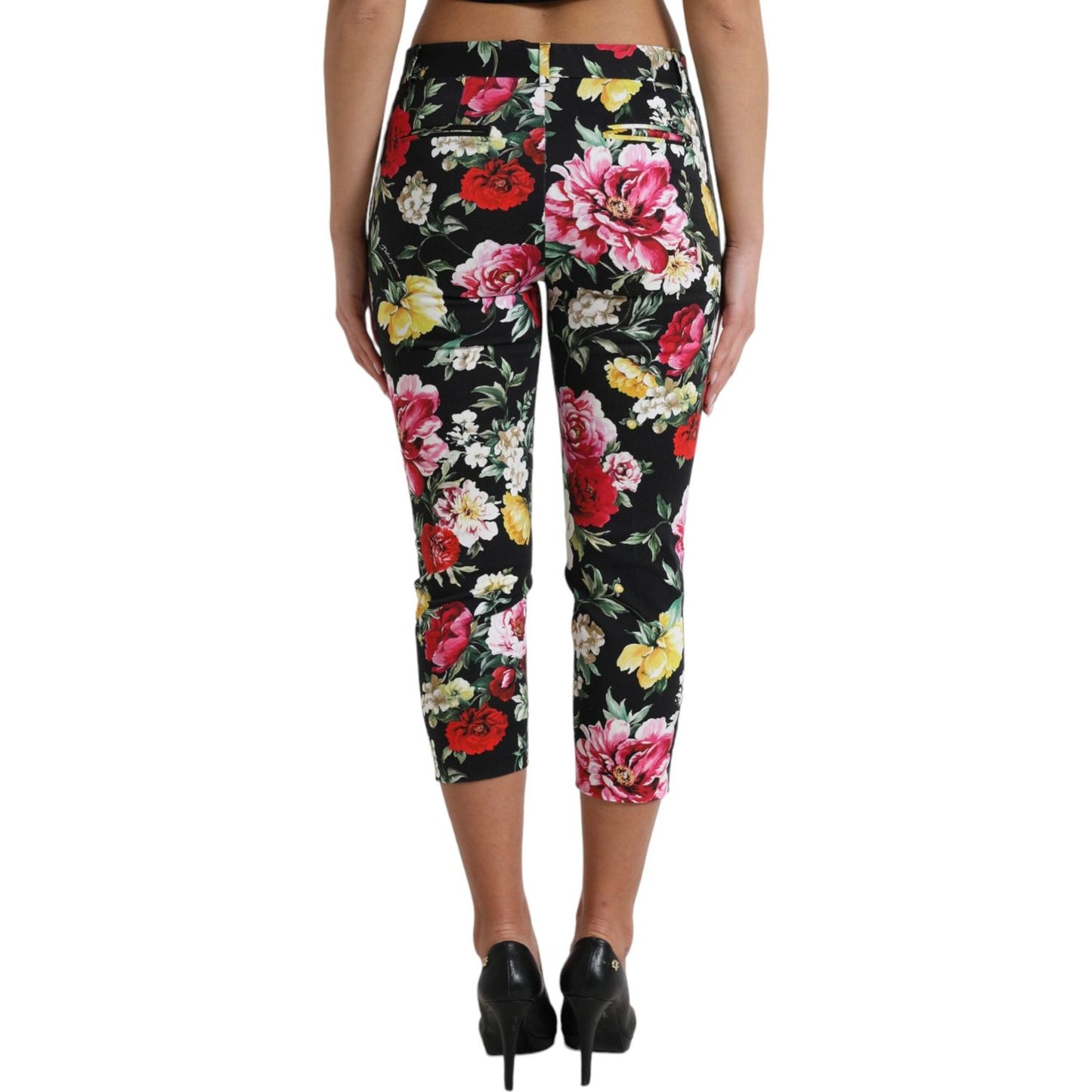 Dolce & Gabbana Elegant Floral Mid Waist Cropped Pants Dolce & Gabbana