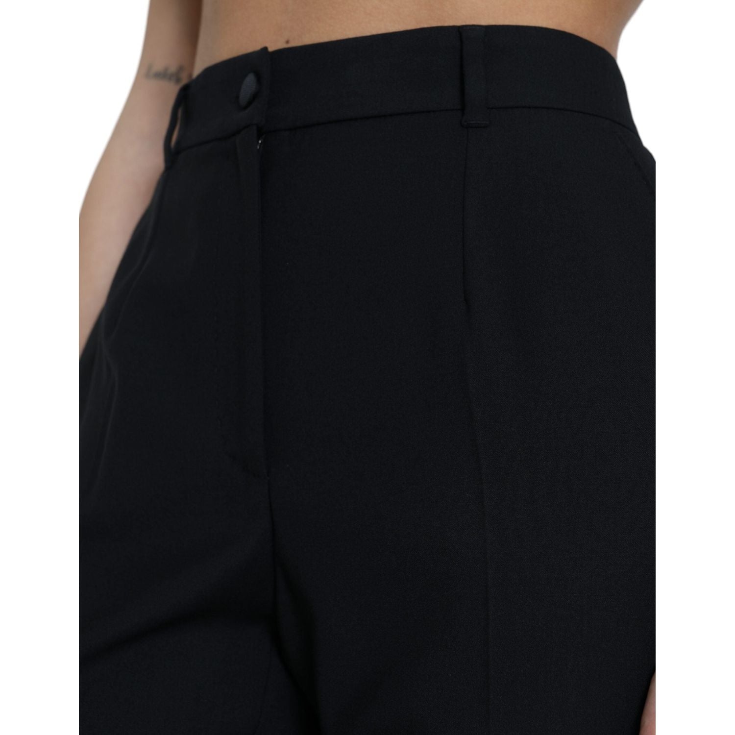 Dolce & Gabbana Black Wool High Waist Straight Pants