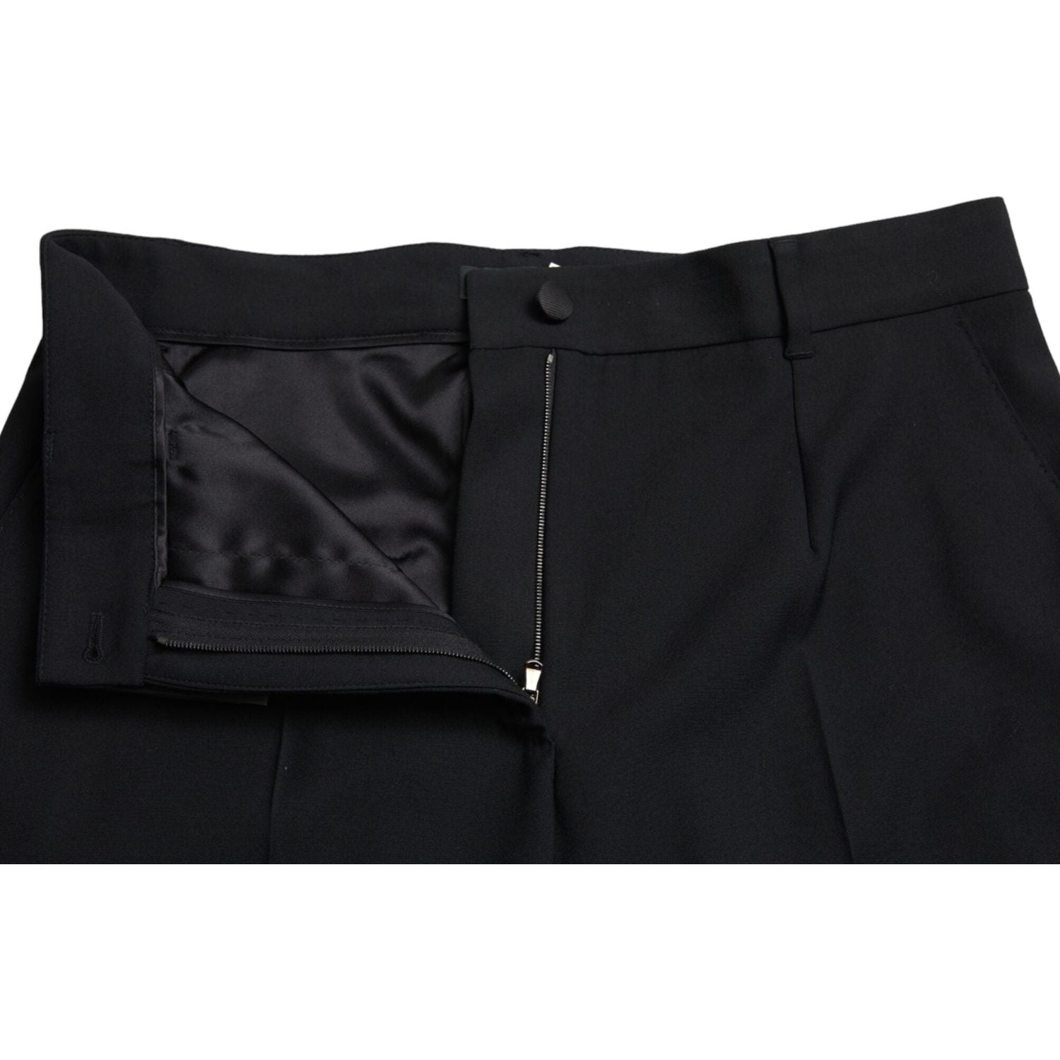 Dolce & Gabbana Black Wool High Waist Straight Pants