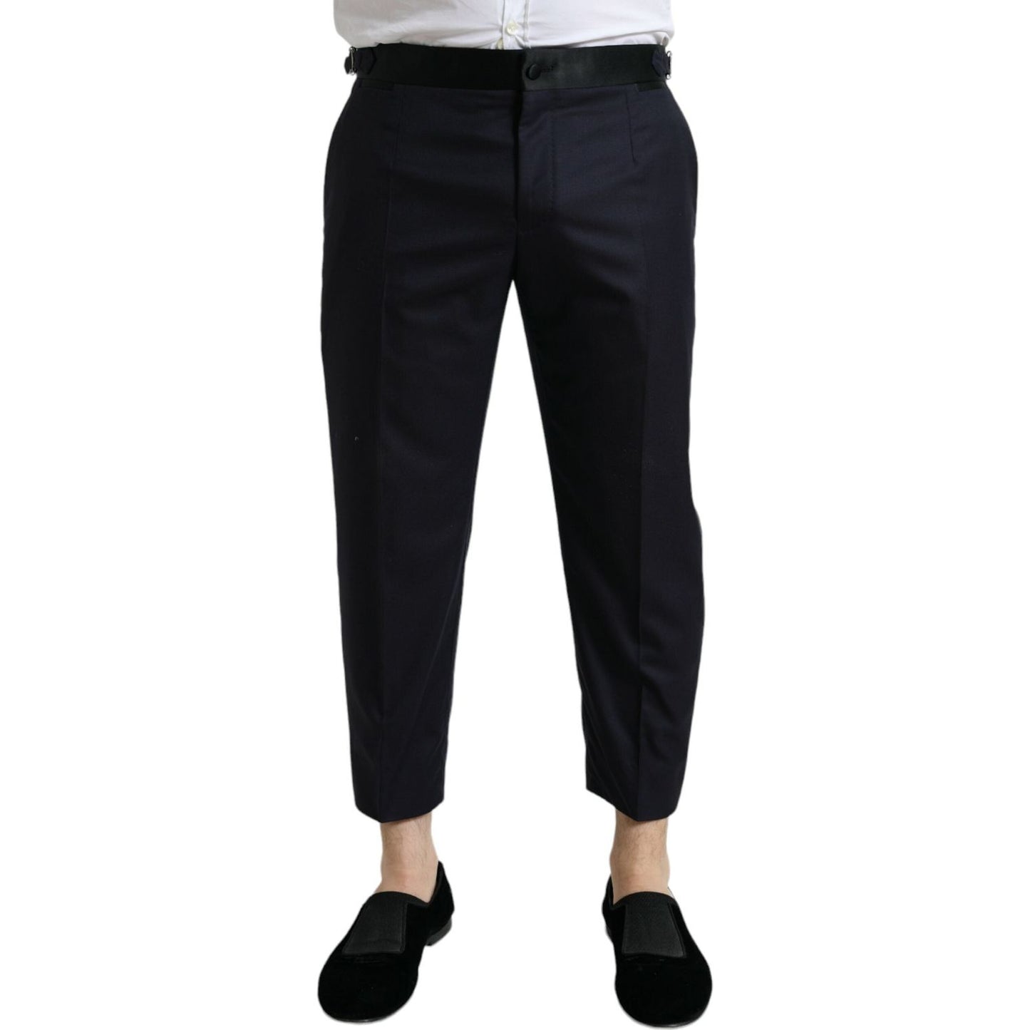 Dolce & Gabbana Blue Wool Cropped Tapered Pants