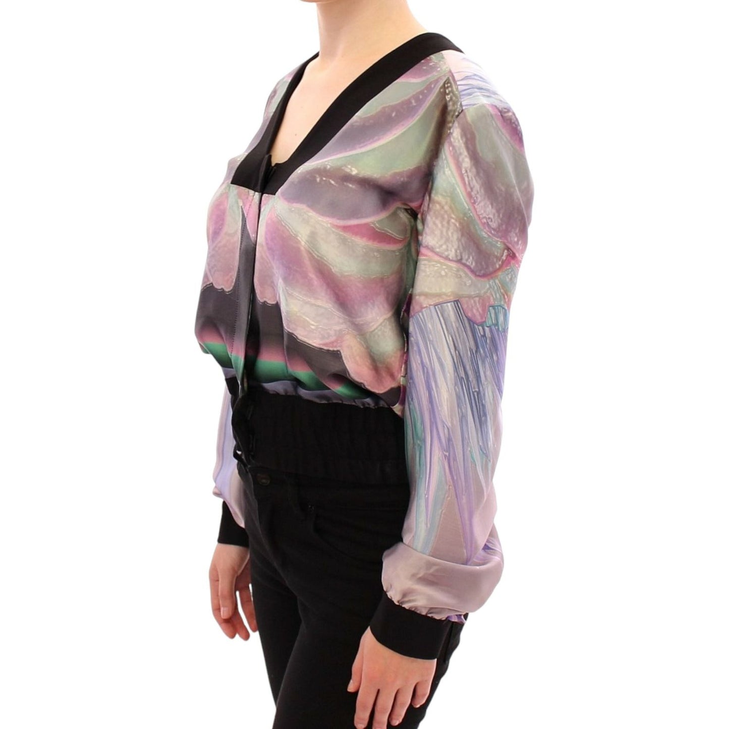 Sergei Grinko Multicolor Silk Blouse Jacket Coats & Jackets Sergei Grinko