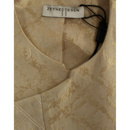 Zeyneptosun Beige brocade sleeveless jacket