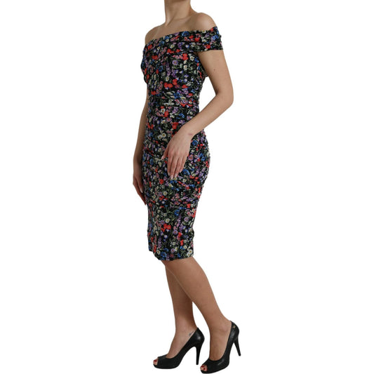 Dolce & Gabbana Elegant Floral Sheath Off Shoulder Dress Dolce & Gabbana