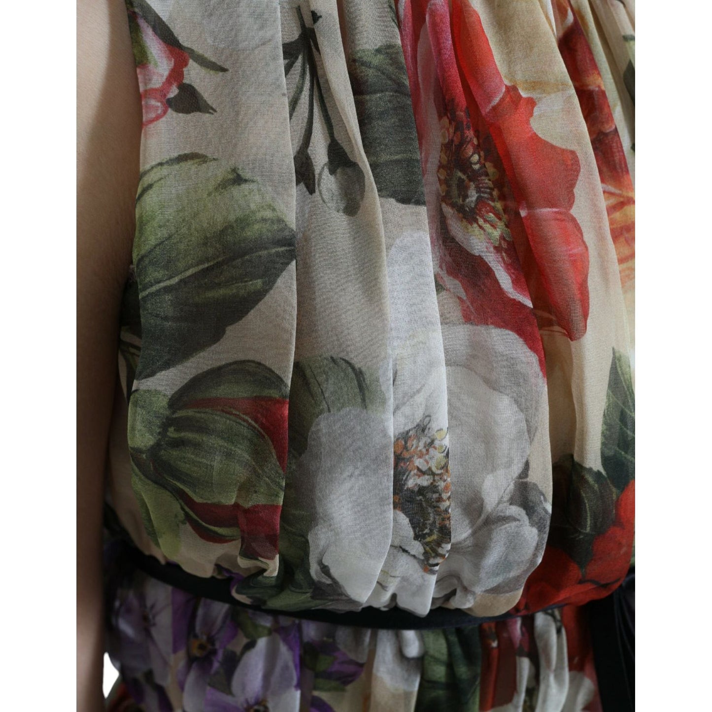 Dolce & Gabbana Beige Floral Sleeveless A-line Mini Dress