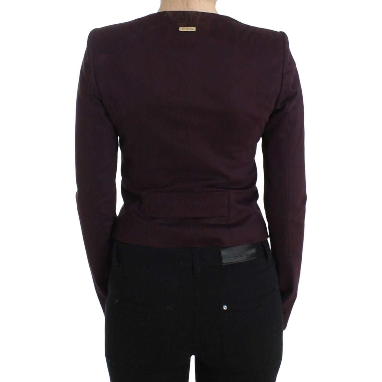 优雅紫色棉混纺西​​装外套