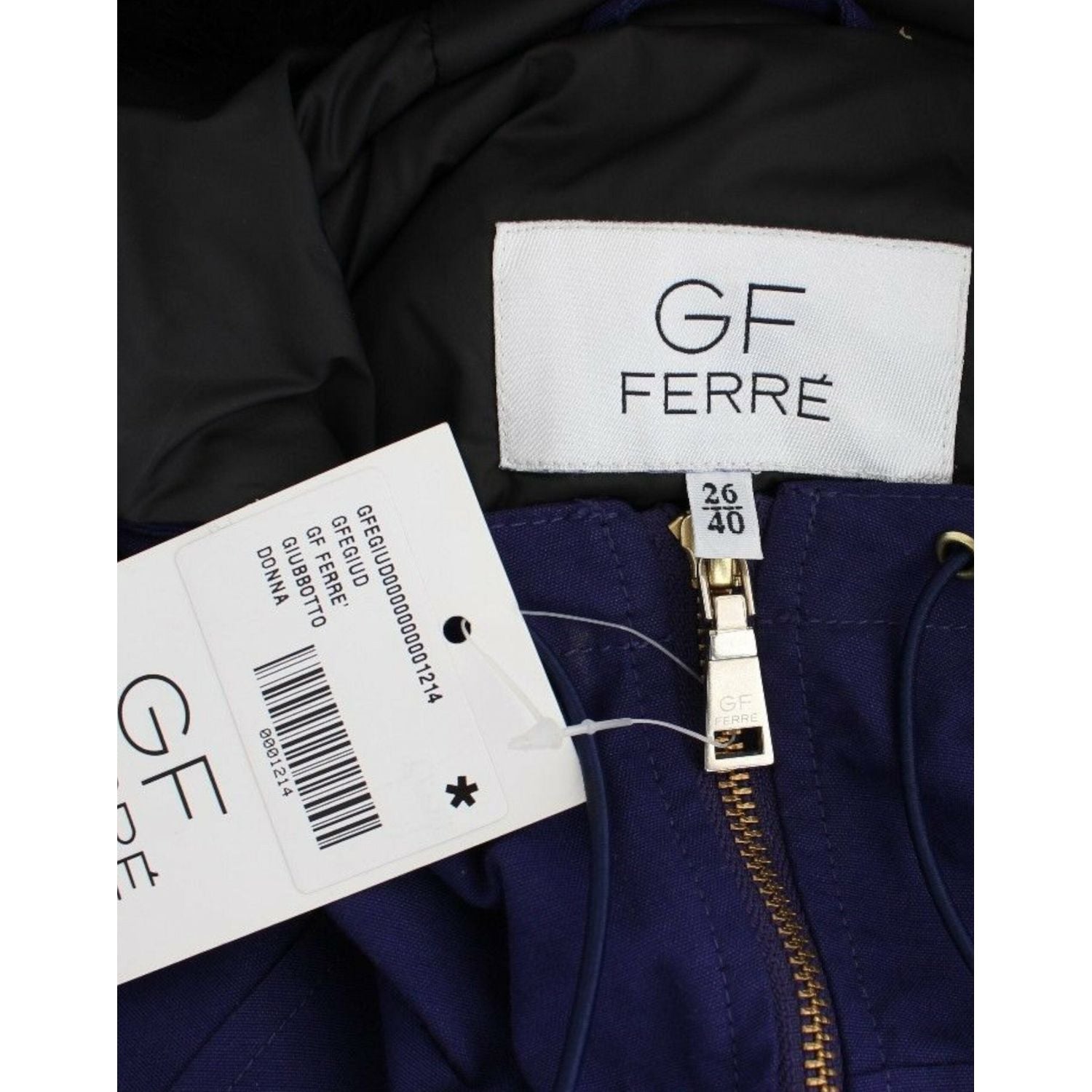 GF Ferre Blue Padded Jacket Hooded Short K-Way
