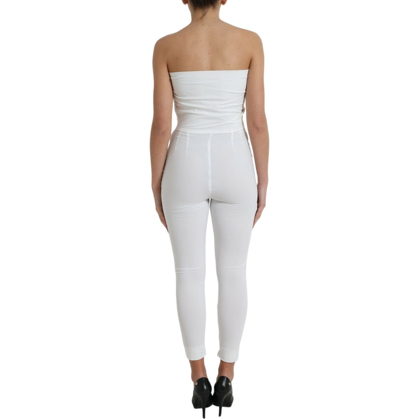 Dolce & Gabbana Elegant White Strapless Jumpsuit Dress Dolce & Gabbana