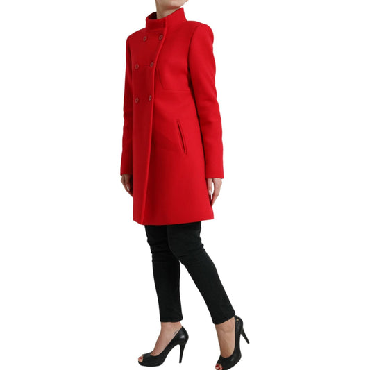 Liu Jo Elegant Red Double Breasted Long Coat Liu Jo