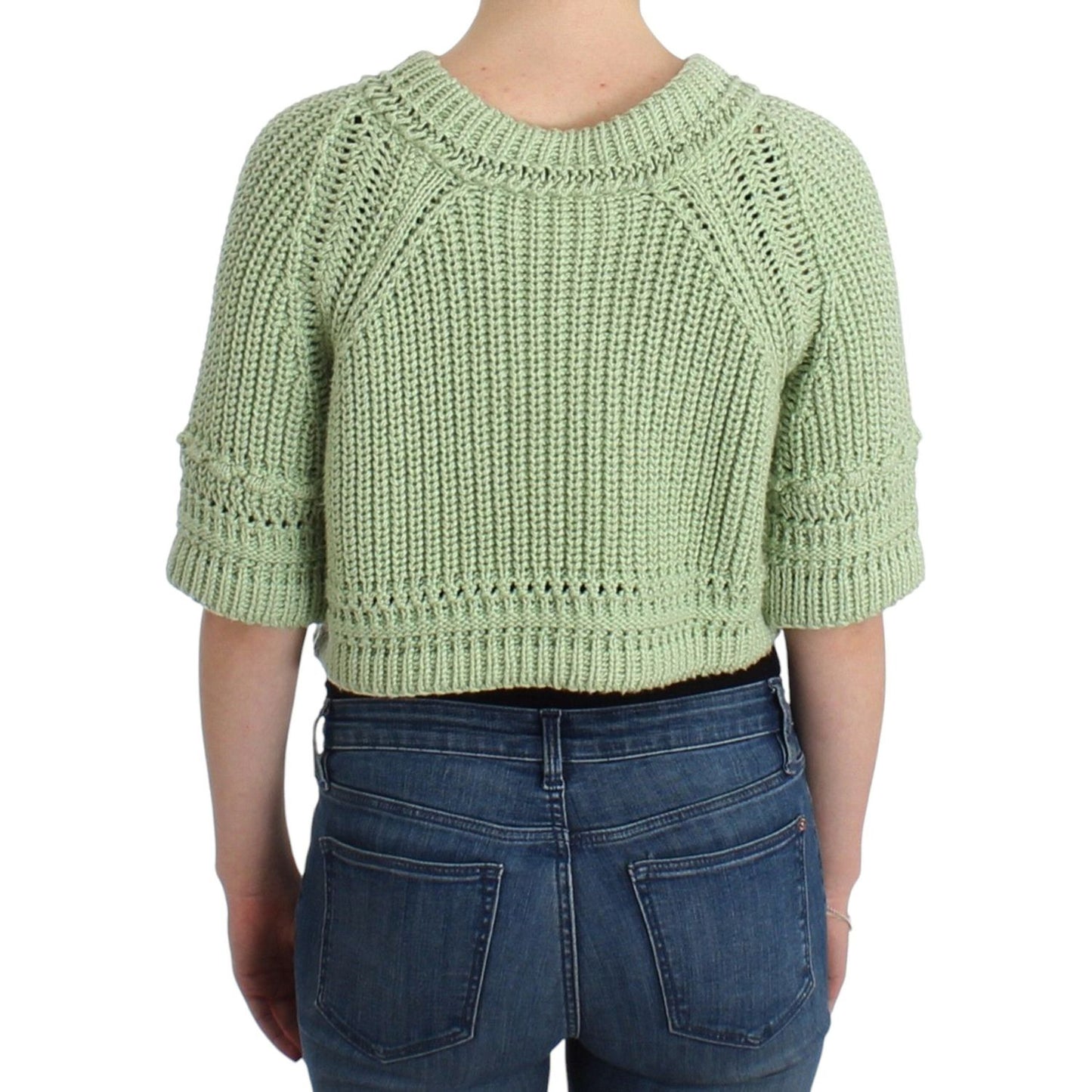 Ermanno Scervino Green Cropped Knit Sweater Knitted Jumper