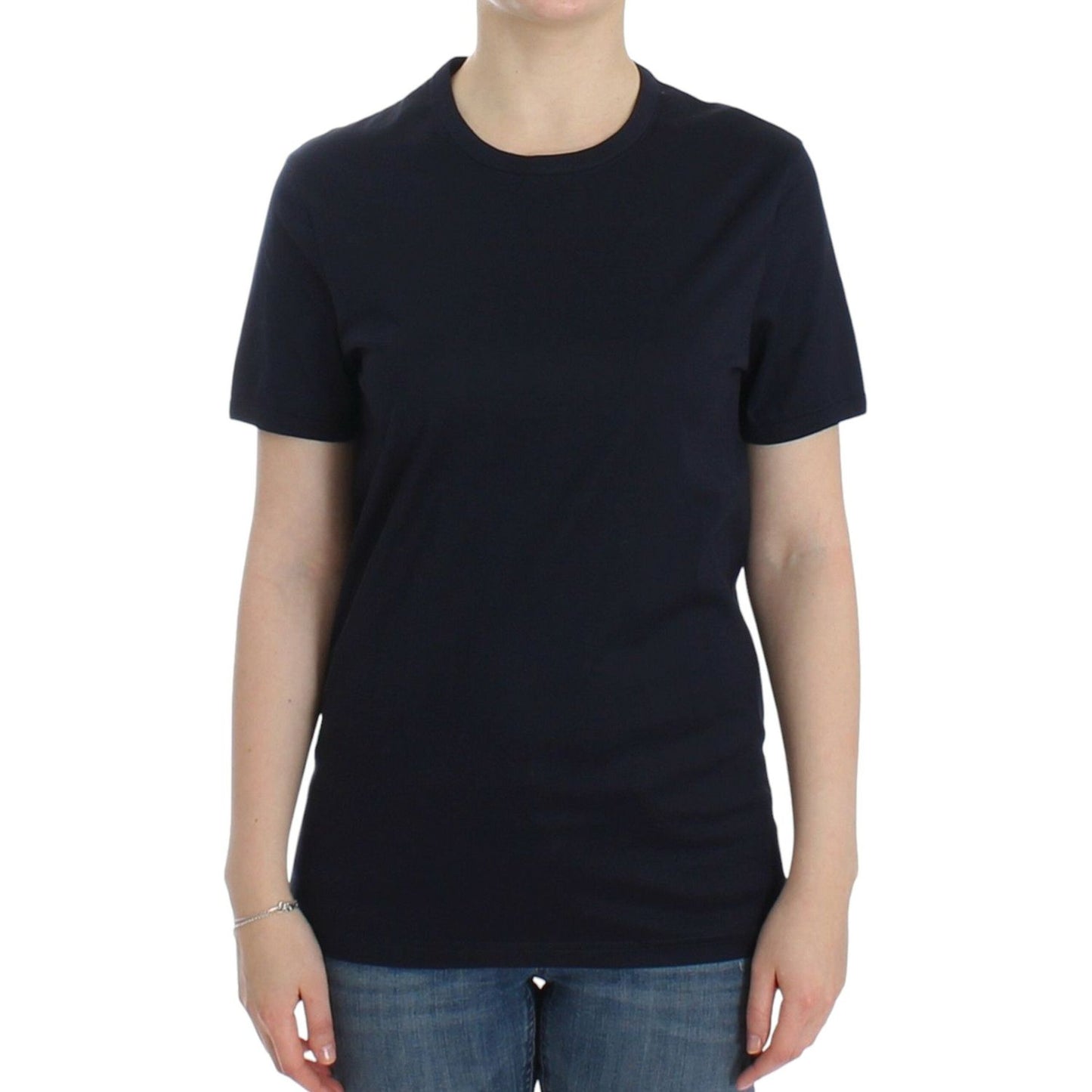 Ermanno Scervino Lingerie Blue Crewneck Cotton Logo T-shirt